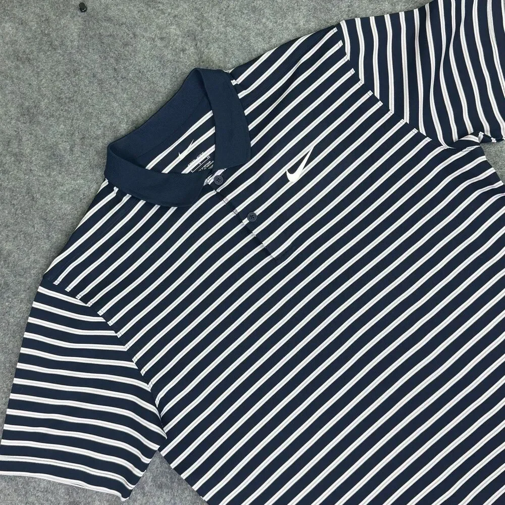 Men's Nike Dri-FIT Victory Striped Golf Polo Size Small DH0829-451 Obsidian Blue
